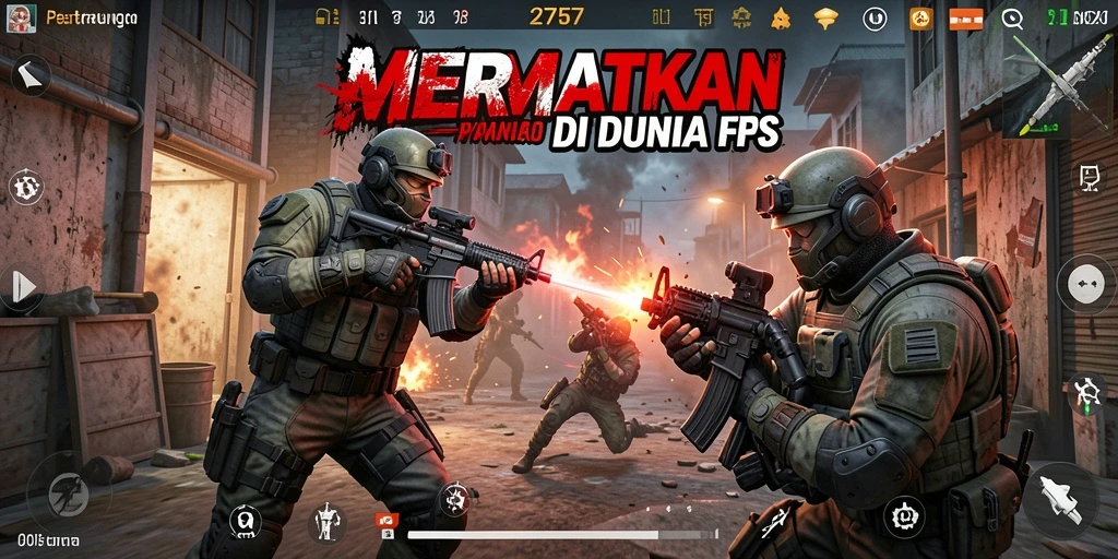 Menampilkan aksi mendebarkan di medan perang FPS.