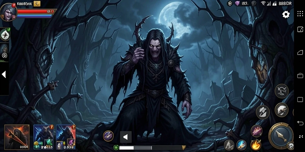 Screenshot gameplay menampilkan suasana horor mencekam di 888IDR.