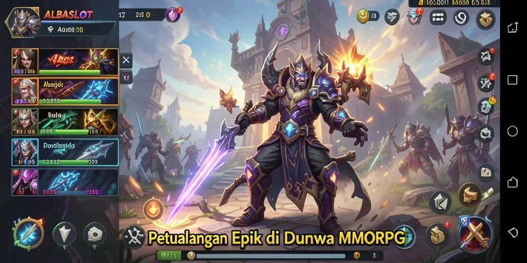 Tangkapan layar utama menampilkan aksi epik dalam permainan ALBASLOT.