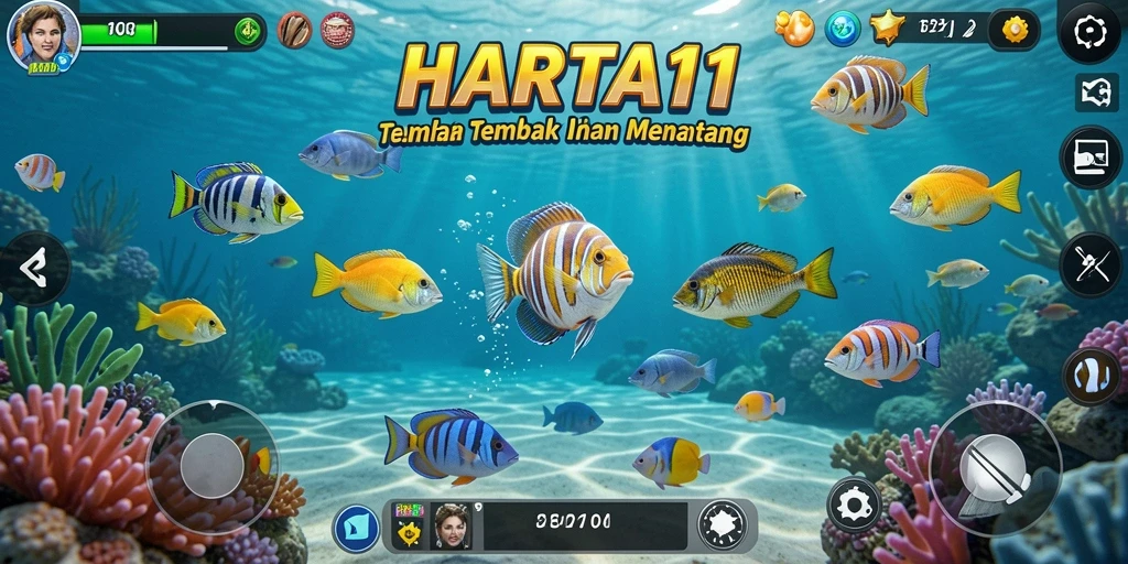 Gameplay HARTA11 yang seru dengan aksi menembak ikan.