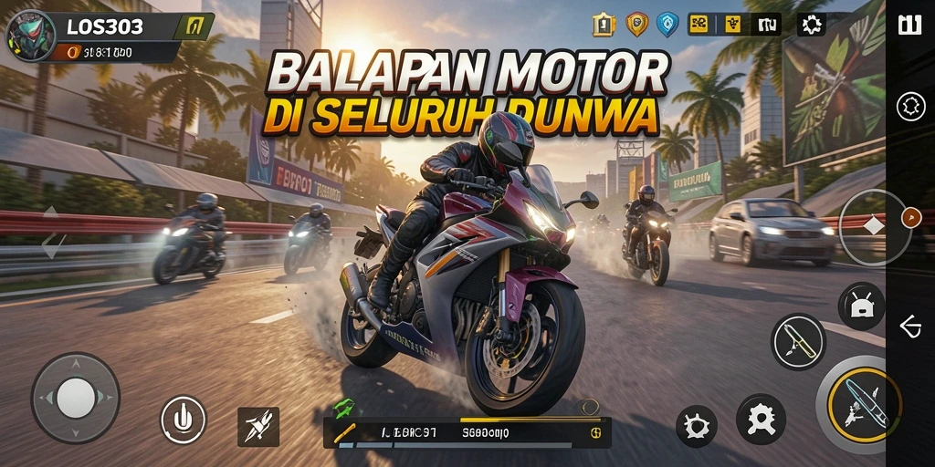 Screenshot gameplay LOS303 menampilkan aksi balapan motor yang menyenangkan.