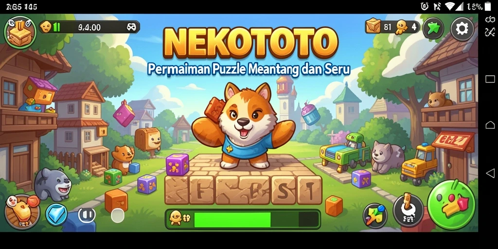 Tampilan gameplay NEKOTOTO dengan teka-teki seru.