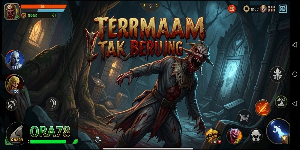 Screenshot gameplay ORA78 menunjukkan momen mencekam saat menjelajahi tempat angker.