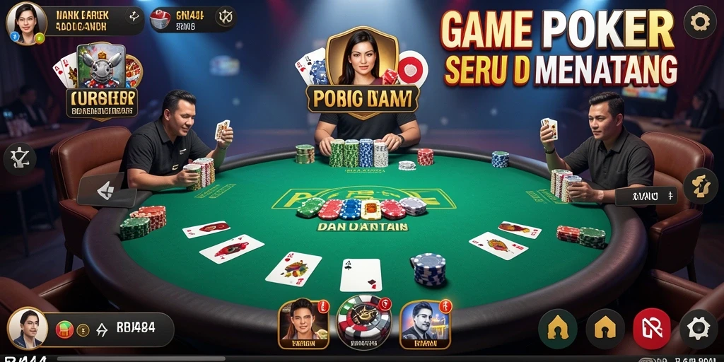 Tampilan gameplay Poker yang menegangkan di RR44.