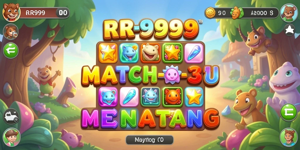 Tampilan gameplay RR999 yang menawan dan penuh warna saat mencocokkan elemen.