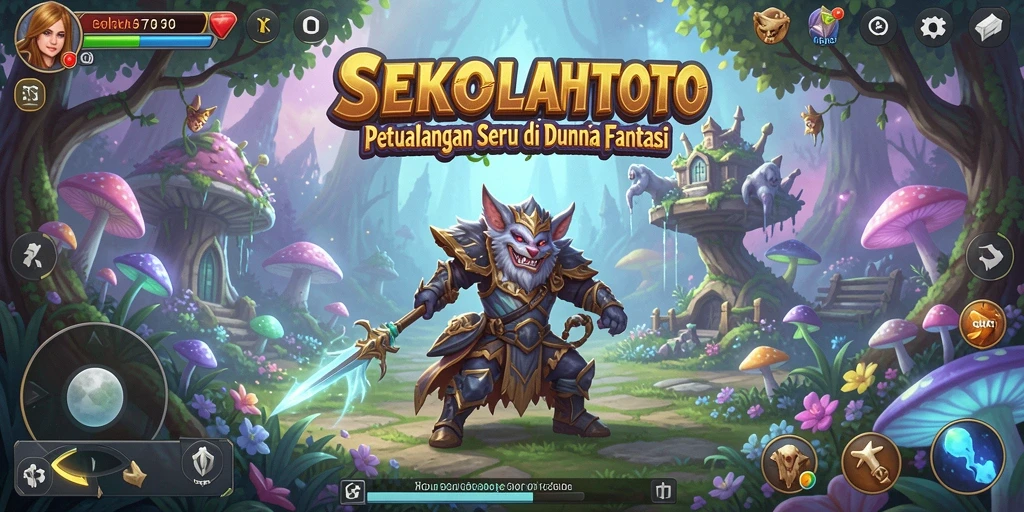 Screenshot utama SEKOLAHTOTO menampilkan aksi pertarungan RPG yang mendebarkan.