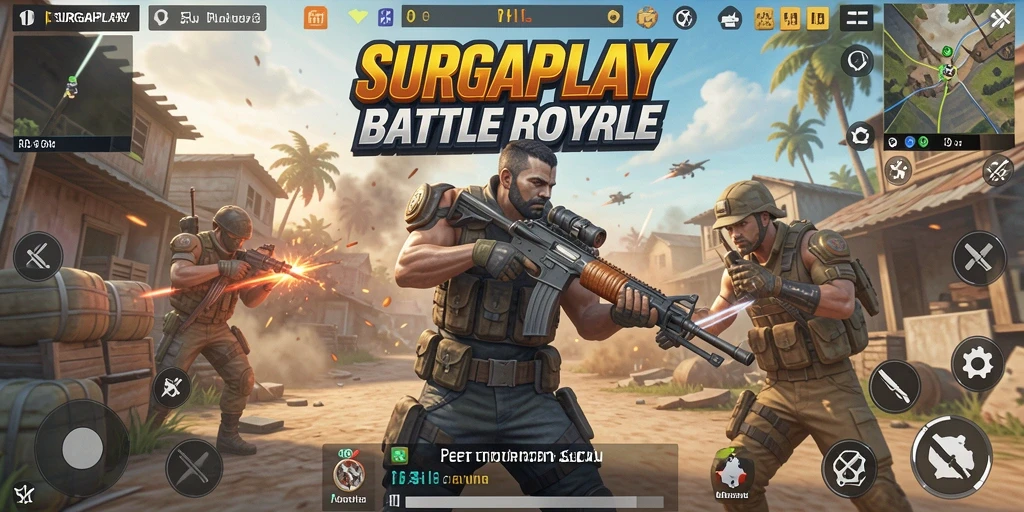 Tangkapan layar gameplay SURGAPLAY menampilkan aksi pertempuran yang mendebarkan.